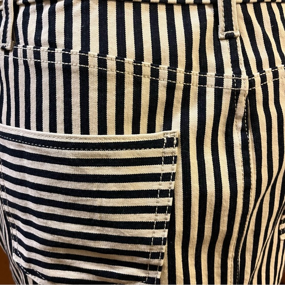 Current Elliot The Sleeveless Jumpsuit Dress White Navy Stripes Stretch Denim - Picture 9 of 16